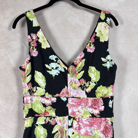 Mica Floral Dress Y2K Sz 8 Babydoll 100% Linen Fit &Flare Romantic Asian Print - Picture 9 of 15